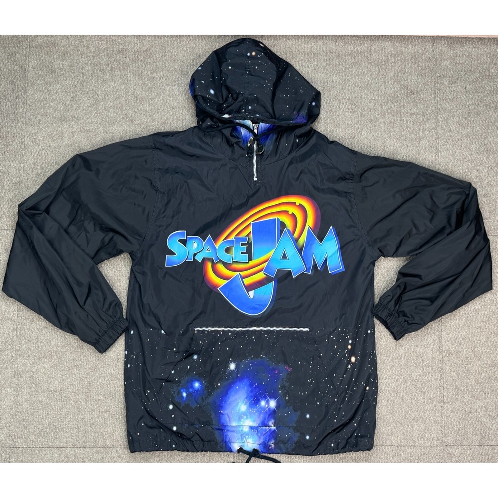 Sneakgallery Space Jam Rare #45 1/4 Zip Hooded Windbreaker Jacket Size M
